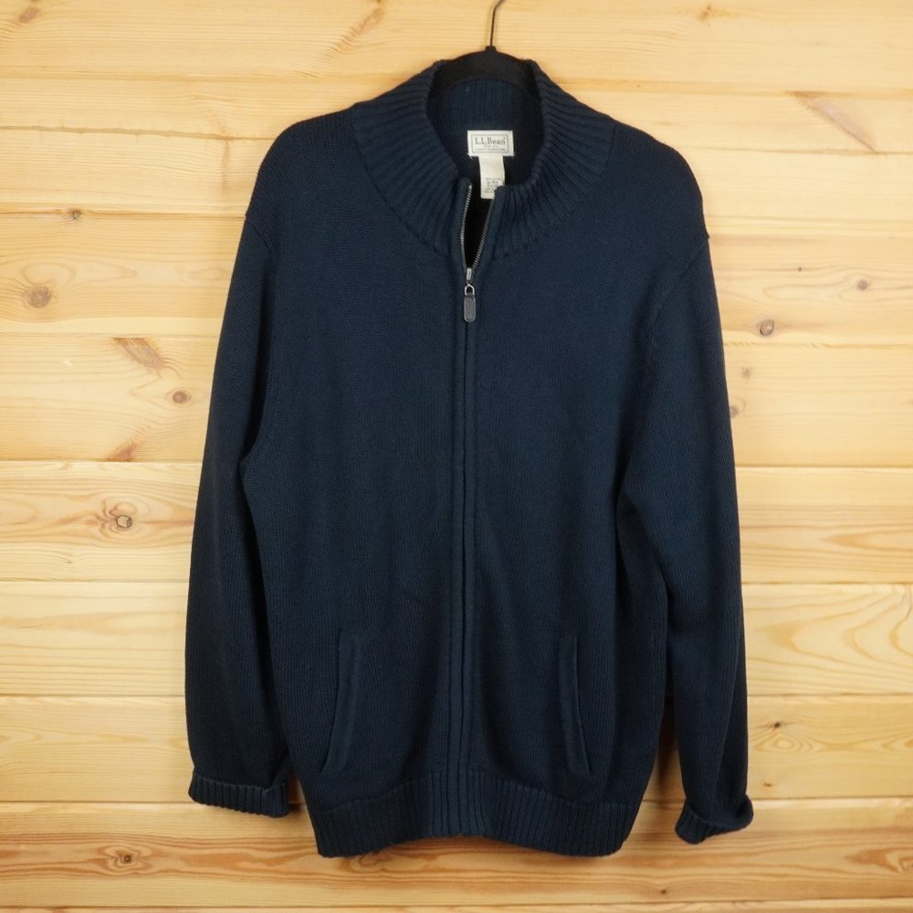 LL Bean Navy Blue Full Zip‎ Sweater Size Large